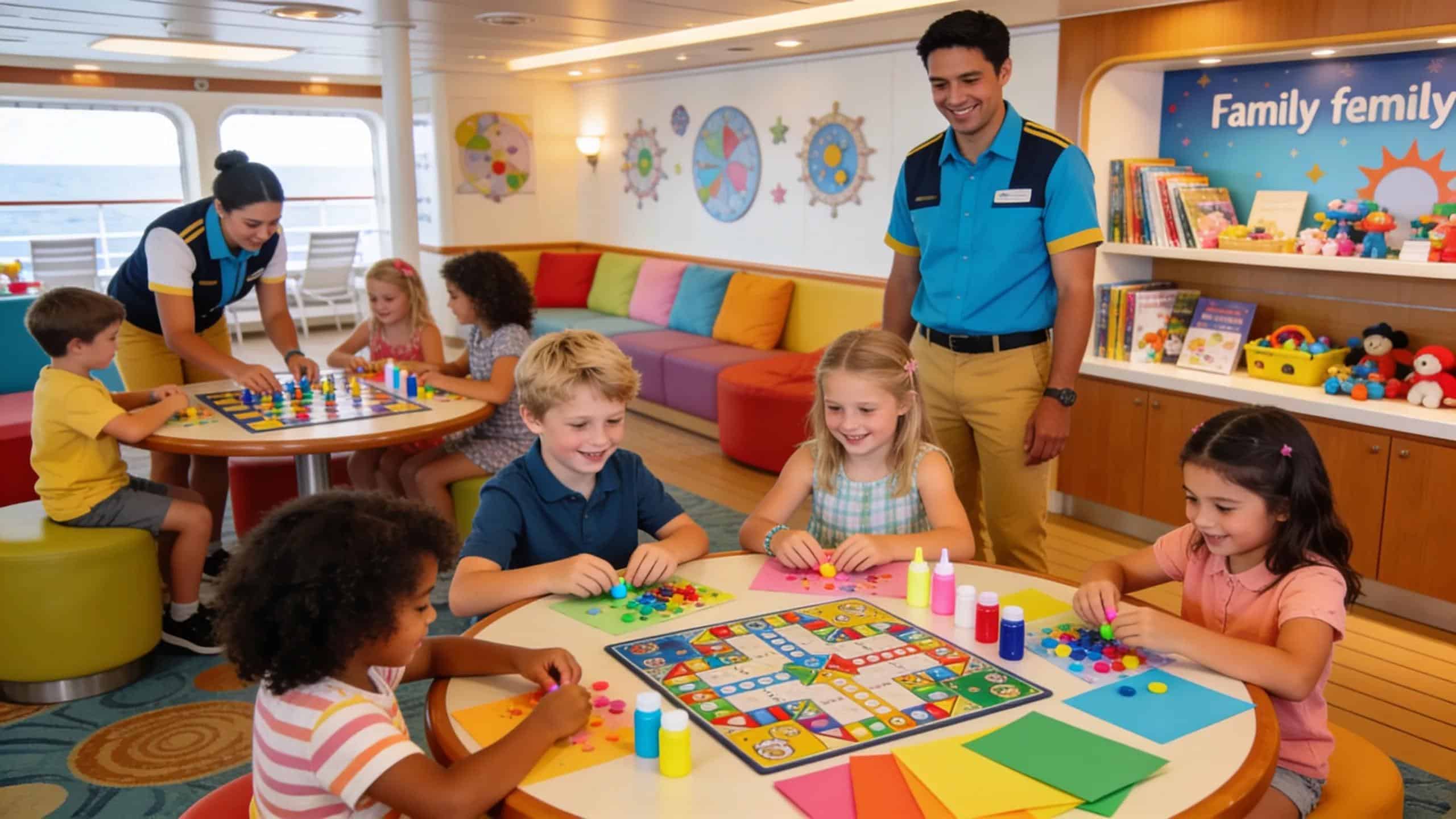 Children participating in onboard activities on a family-friendly cruise
